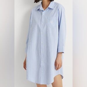 Lauren Ralph Lauren Stripe Cotton Poplin Nightshirt